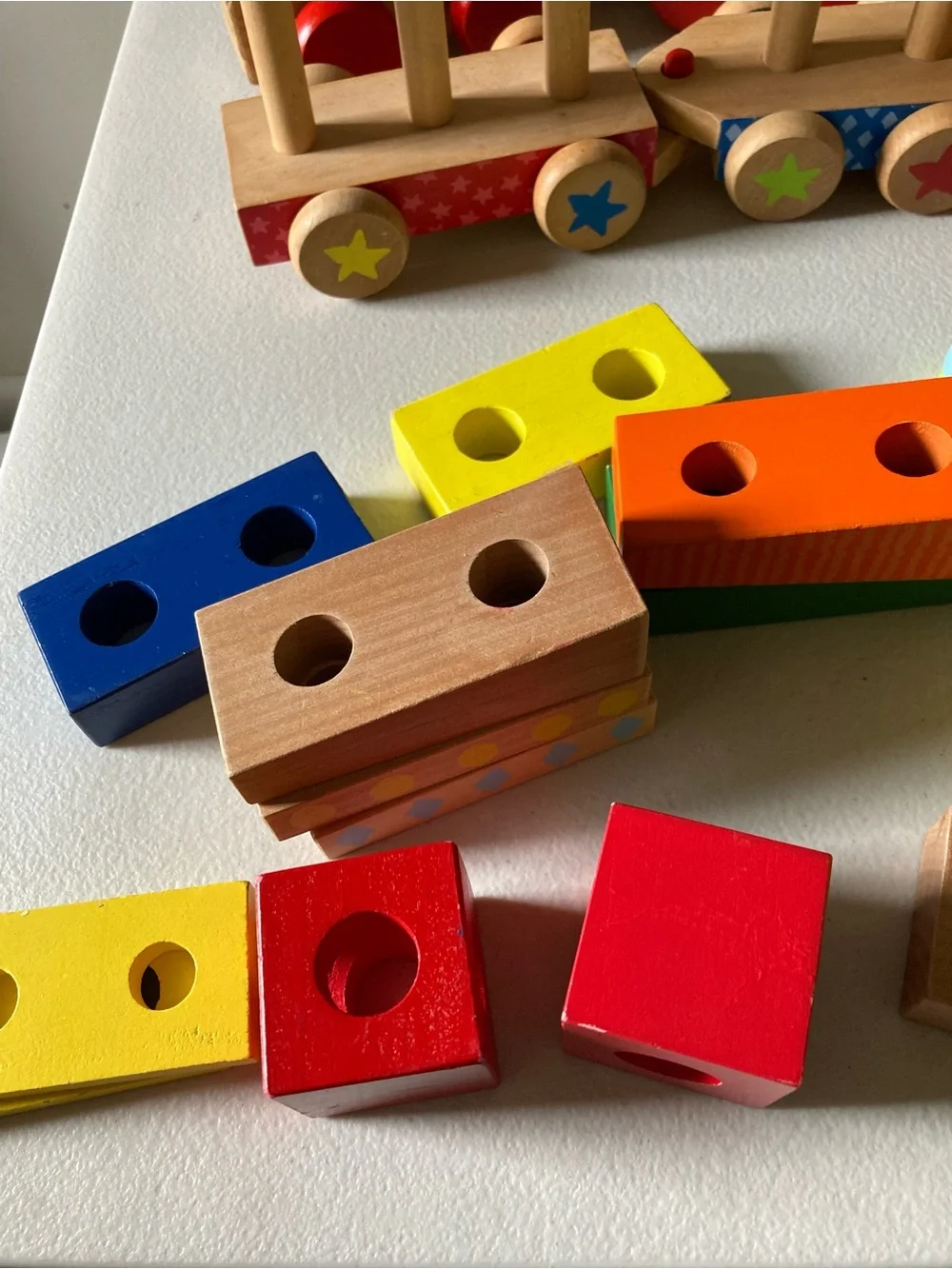 Melissa & Doug Wooden Stacking Train Toy Lot Multicolor, Ages 2+